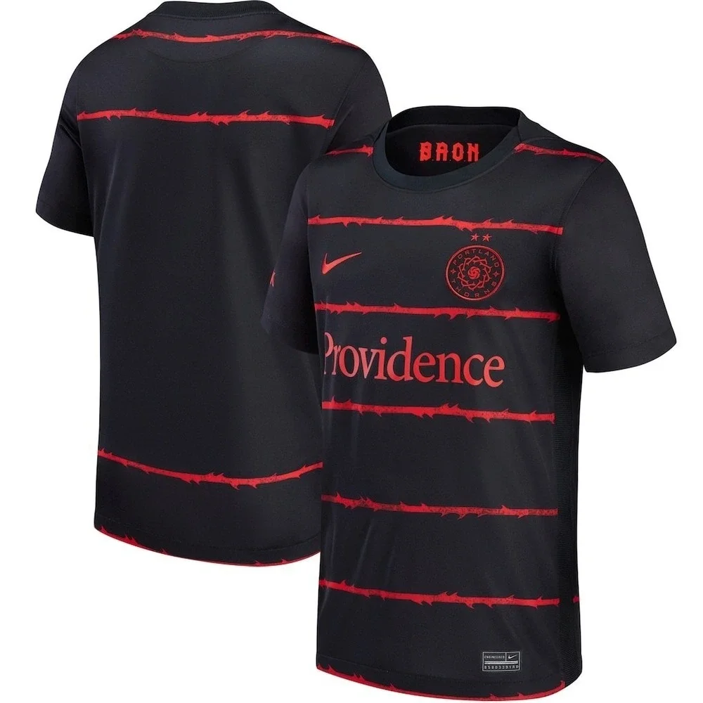 New Nike Youth Portland Thorns Soccer Breathe Jersey Size Kids XL Black Red